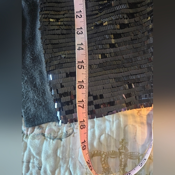 Calvin Klein Black Sequin Cardigan Sweater Medium Party Holiday Knit Open Front - Picture 7 of 7